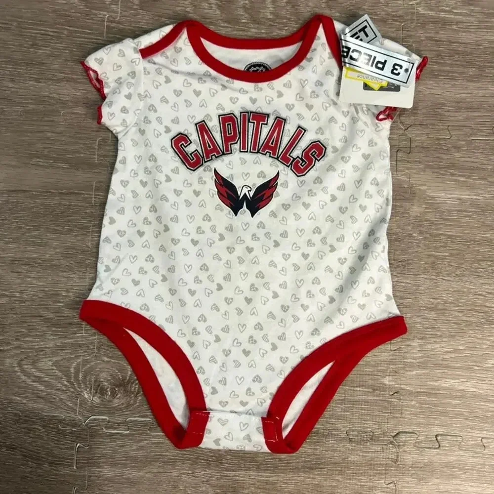 NWT‎ Washington Capitals Infant Bodysuit 3-Pack Multicolor Unisex 12 Months